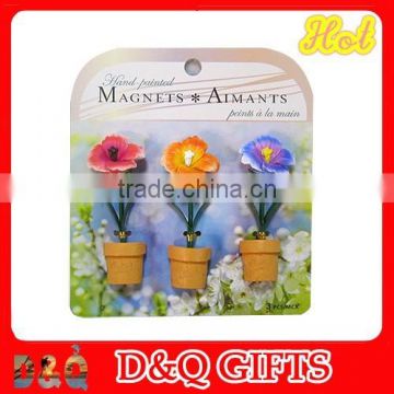 Polyresin flower pot fridge magnet