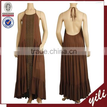 2016 Original summer new design 100% Cotton material European vintage sleeveless maxi dress WD151032870