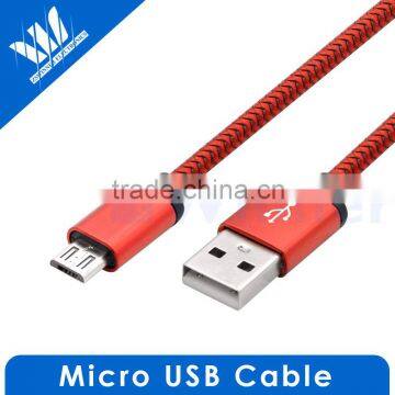 Aluminum Shell Braided Fabric Micro USB Data&Sync Charger Cable Cord For Cell Phone