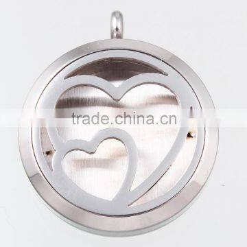 Hot Style Silver Hollow Heart In Heart Aromatherapy Essential Oils Diffuser Locket Necklace Pendant