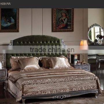Neoclassical Furniture Silver Foil Leaf Gilding Hand Carved Bed photo-2