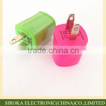 Customized colors 5V 1A/1.5A US fixed plug Travel AC Wall Charger for iPhone smartphones