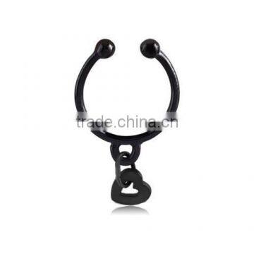 Surgical Steel Fake Septum Hanger Clip On Nose Ring Heart