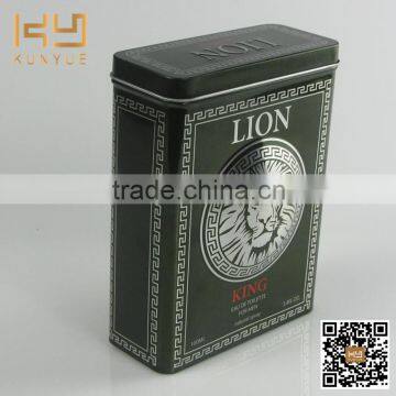 green printing square tin can for perfume bottle