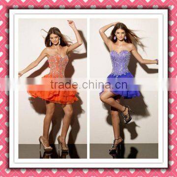 2012 New Designer Colorful Luxury Stylish Layered Full Beadings Mini Cocktail Dress Homecoming Dress MLC-115