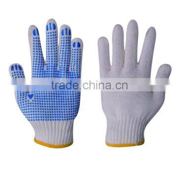 Bleach White Construction Work Labor PVC Dotted Cotton Glove