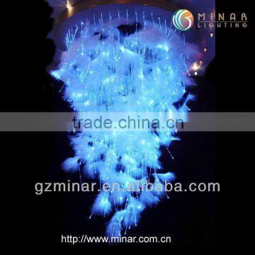 Blue Feather nightclub Fiber Optic Chandelierfor ceiling decoration