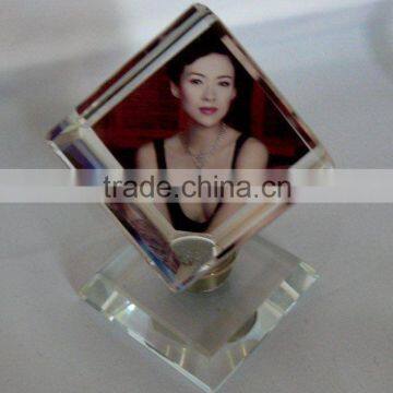 360 rotate crystal cube photo frame