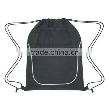 Drawstring Sports Pack With Dual Pockets-Black