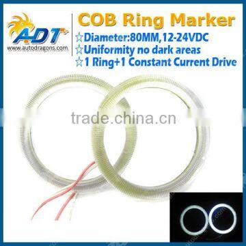 2x 80MM 93 LED COB Chip SMD Car Angel Eyes Headlight Bright Halo Ring Light