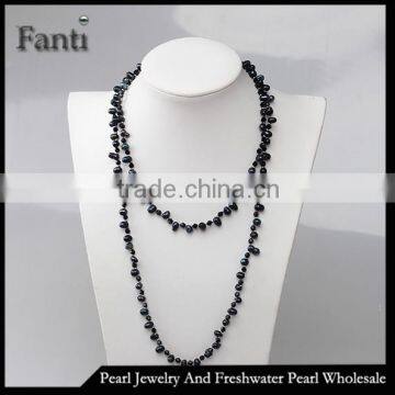 Long body natural pearl necklace designs black pearl