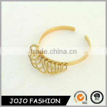 Hot sale round design gold plated stainless steel cuff bangles