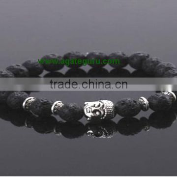 Lava Stone beads with Buddha Beads Bracelet : Wholesaler Manufacturer