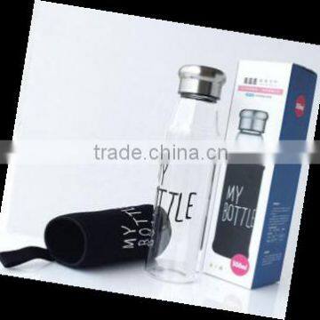 2015 High Quality Glass Bottle With Tea Coat , BPA Free Glass Water Bottle photo-2