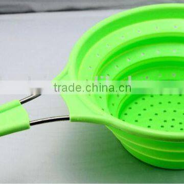 100% Food grade collapsible silicone strainer / silicone colander, silicone kitchen tools strainers,