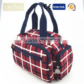 Red Grid handbag travel bag storage bag