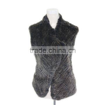 Rex rabbit fur vest with double color,back hollow out styling,KZ14104