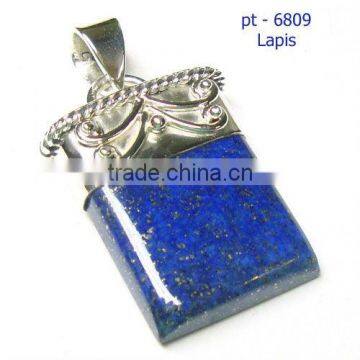 Lapis gemstone pendant 925 sterling silver jewelry