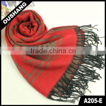 A205-E Thick Winter Pashmina Scarves Fabric Striped Triangle Scarf