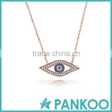 Fashion American 925 sterling silver CZ Turkish evil eye necklace