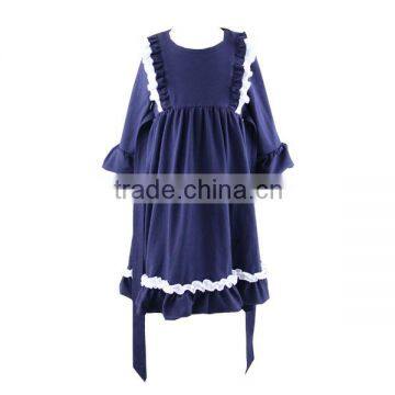 Toddler Girls Dress Back to School Ruffle Kids Clothes Girls Solid Cotton Dress