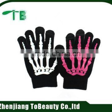 Printed black smart touch screen glove for men