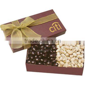 rectangular cardboard gift box for nuts packing with bowknot