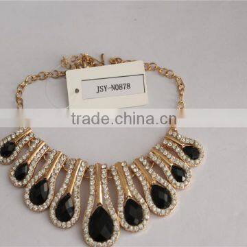 Women Charming Black Water Drop Pendant Necklace Gold Plated Crystal Necklace photo-6