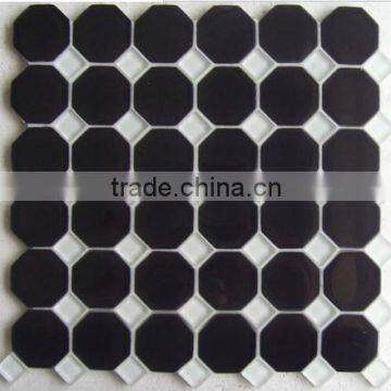 Black and white crystal glass Mosaic wall tile (PMGA016)