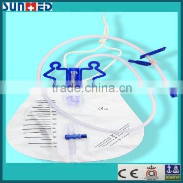 Luxury urine drainage bag with universal double hanger & anti-flux drip chamber