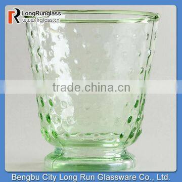 LongRun 300ml Green Hobnail Double Old Fashioned Glass Glass Hand Made Fancy Beverages Glass Cups