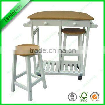 New Design MDF With PVC Wooden Kitchen Trolley With Wheels photo-5