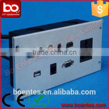Aluminum Drawing Panel Hotel Wall Mount Media Power Socket Plate With Bottom Box for Hotel AV Solutions
