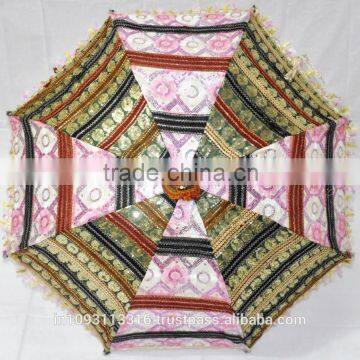 Traditional Sari material Handmade indian parasols,tribal indian bohemian Colorfull embroidered umbrella