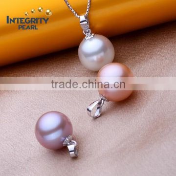 8.5-9mm AAA round natural color sterling silver freshwater pearl pendant