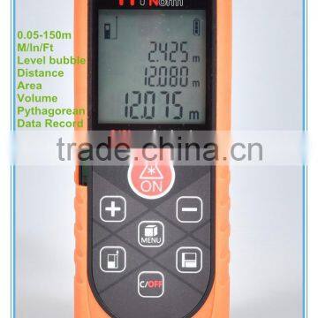 150m Hot-sale Most Economical Laser Distance Meter Rangefinder M/In/Ft Three Units with Level Bubble and Datalogger