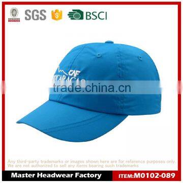 blue customize logo nylon mircfiber sports cap