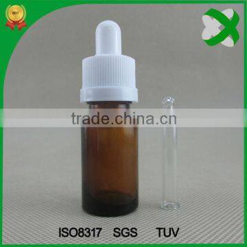 empty mini 5ml amber glass dropper bottle with childproof cap from China