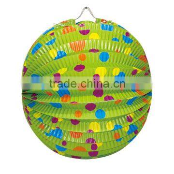 Christmas decoration green spots accordion paper lantern