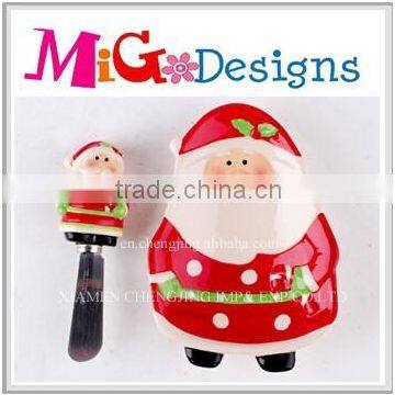 Wholesale Novelty Santa Plate With Spreader Trendy Christmas Gifts