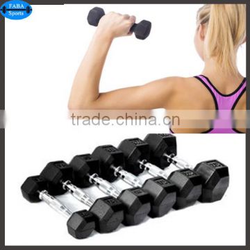 High quality Rubber Dumbbells Hexagonal 100% Rubber Dumbbell