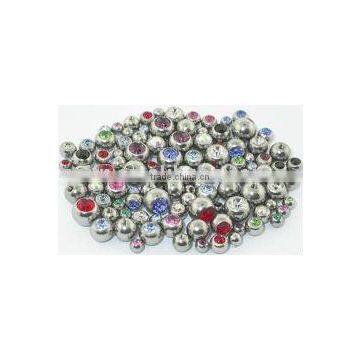 Stainless steel jeweled balls accessories,body piercing jewelry accessories