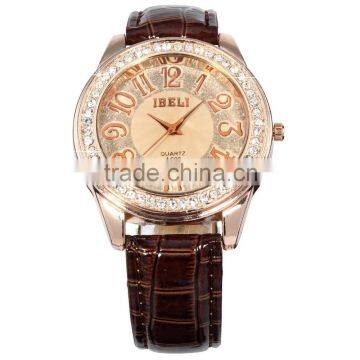 Ladies Women Bling Diamond Princess Fashion Leather Strap Quartz Wrist Watch For Gilrs