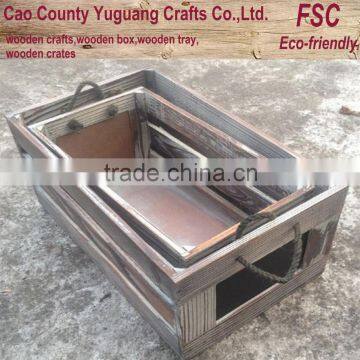 wooden bottle crate with blackboard,drink crates set,side with blackboard crate