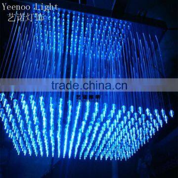 Customized size of square light base crystal fiber optic chandelier