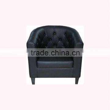 Black leather tub chair