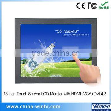 15 inch full hd vga resolution 1024 x 768 flexible lcd monitor touch screen