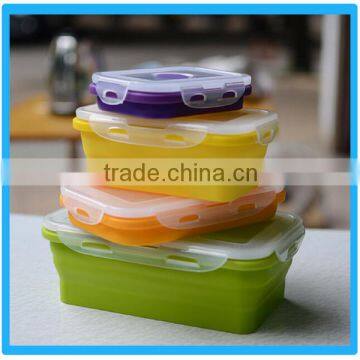 FDA Grade Portable Silicone Foldable Lunch Box,Microwaveable Plastic Storage Containers