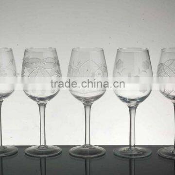 glass , etch glass, engraved wine glasses
