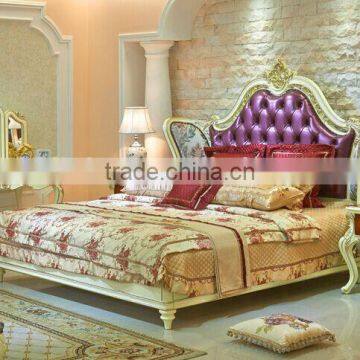 European Style Elegant Double Bed, Palace Princess Purple King Size Bed, Luxury Bedroom Furniture Set (BF01-ML028) photo-2